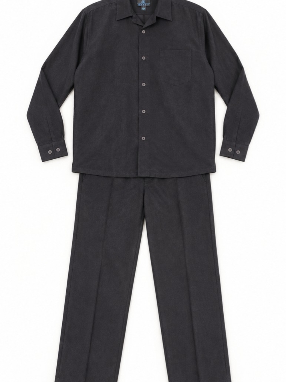 BAZZI Men’s Black 2-Piece Outfit Set | Long-Sleeve Shirt L Pants 34